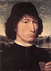 Hans Memling Canvas Paintings - Portrait of a Man with a Roman Coin